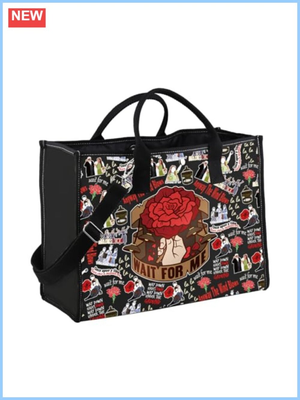 Musical Tote Bag Wait For Me Theatre Gift Canvas Handbag with Adjustable